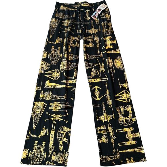 NWT Star Wars Gold / Bronze Spaceships Pattern Sleep Lounge Pajama Pants Size M - Picture 1 of 8